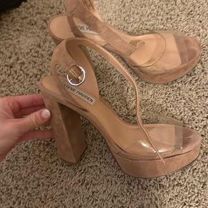 Steven Madden clear chunky heel size 7